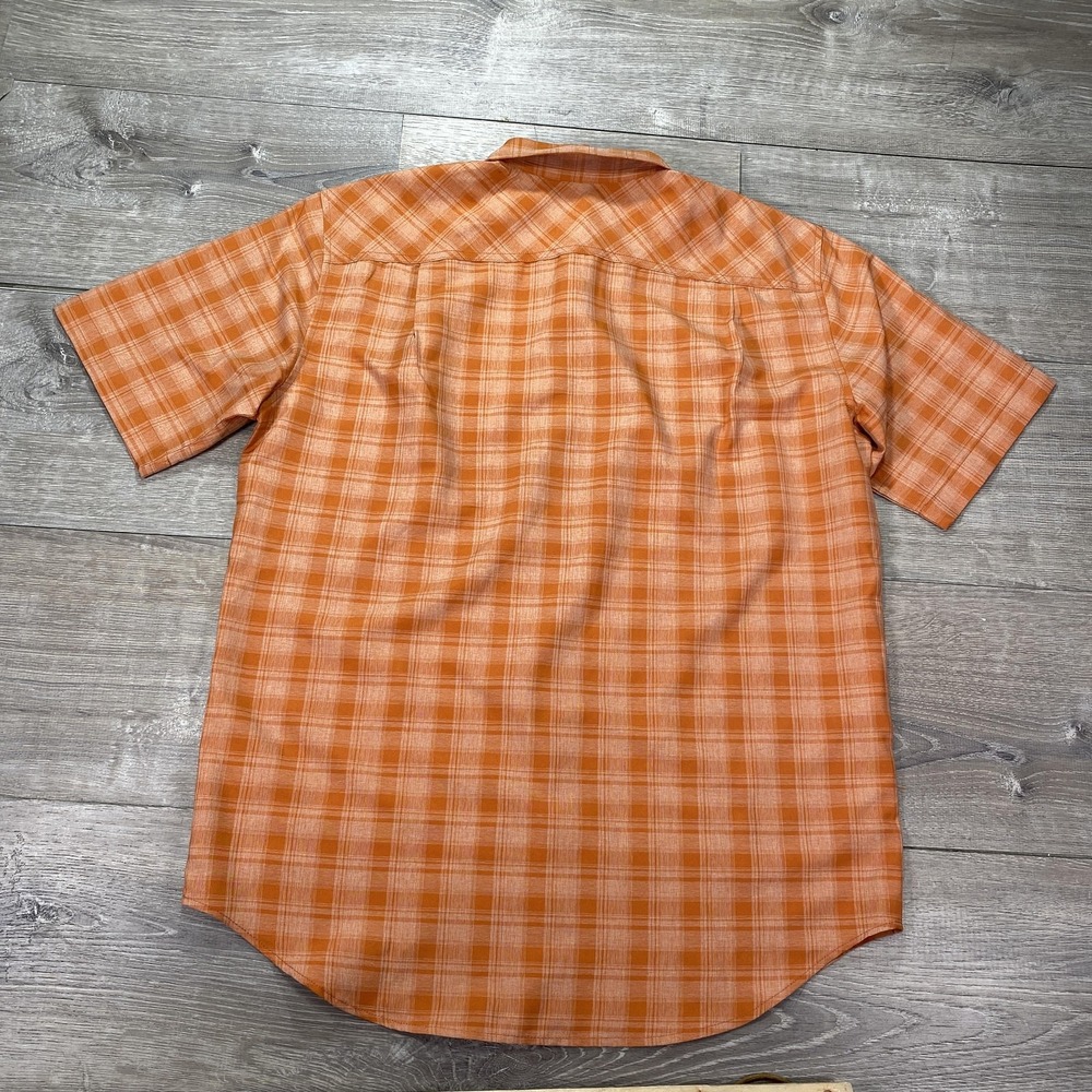 Orvis Shirt Mens Medium Orange Plaid Classic Fit Short Sleeve Button Up‎ Casual - Picture 7 of 8